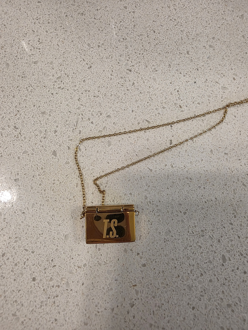 Taylor Swift Gold Envelope Pendant Necklace with Amber Gem - Picture 2 of 2